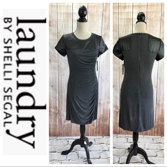 💕SALE NWT Laundry Shelli Segal Charcoal Faux Dres - Picture 2 of 8